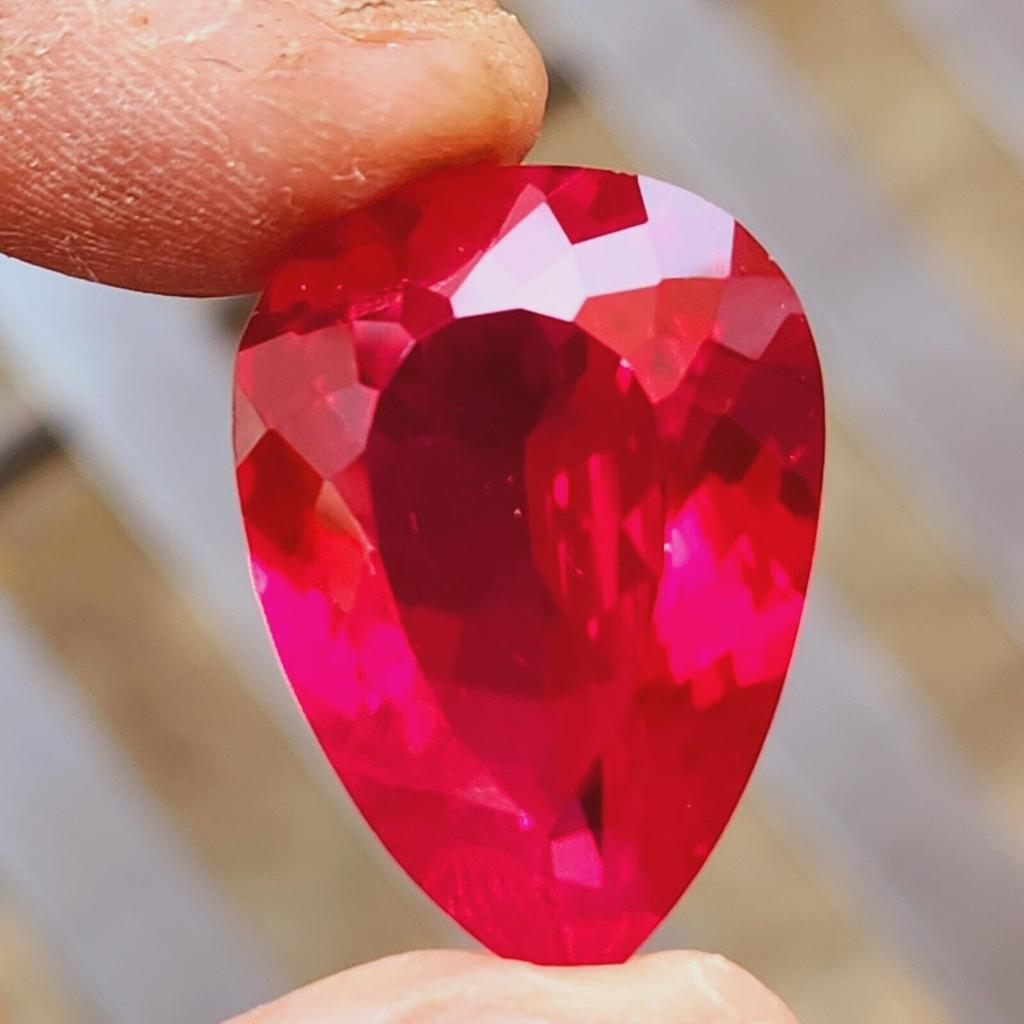 39 Ct Natural Mozambique Rich Red Ruby Pear Shape Certified Loose Gemstone