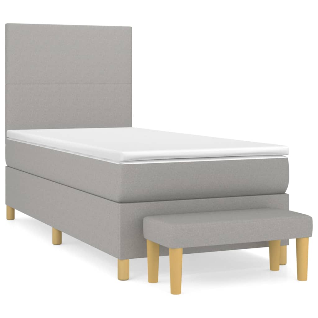 Box Spring Bed with Mattress Light Grey 80x200 cm Fabric