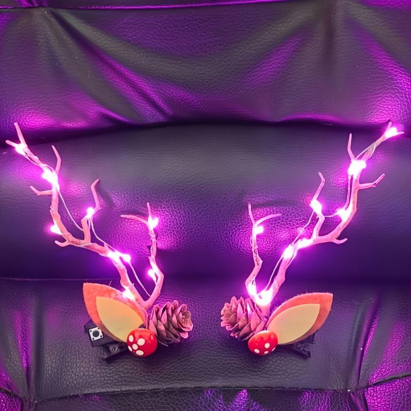 1 ПАРА Рождественская заколка для волос в виде лося, меняющая цвет, с регулируемыми тремя режимами освещения, костюм для переодевания, сценическое шоу, рождественский подарок