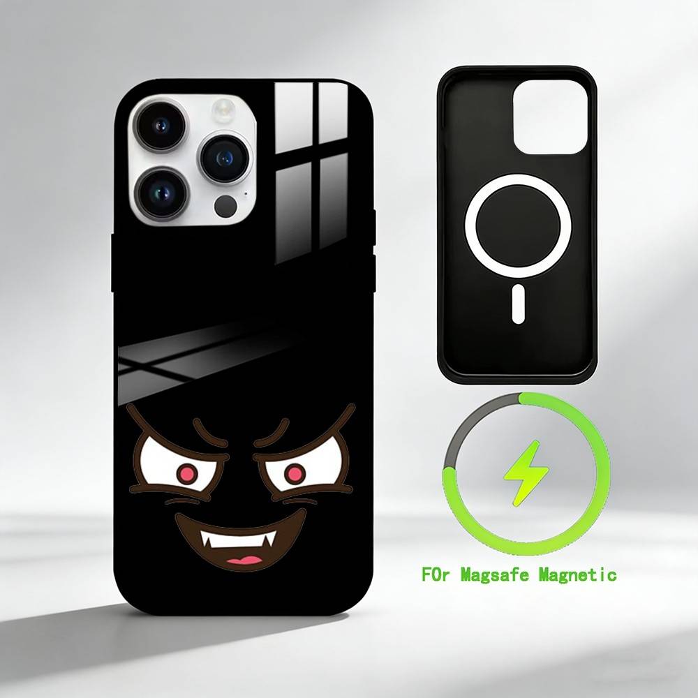C-Cartoon expression Phone Case For iPhone 17 16 15 14 13 12 Pro Max Plus for Mirror Wireless Magnetic Cover