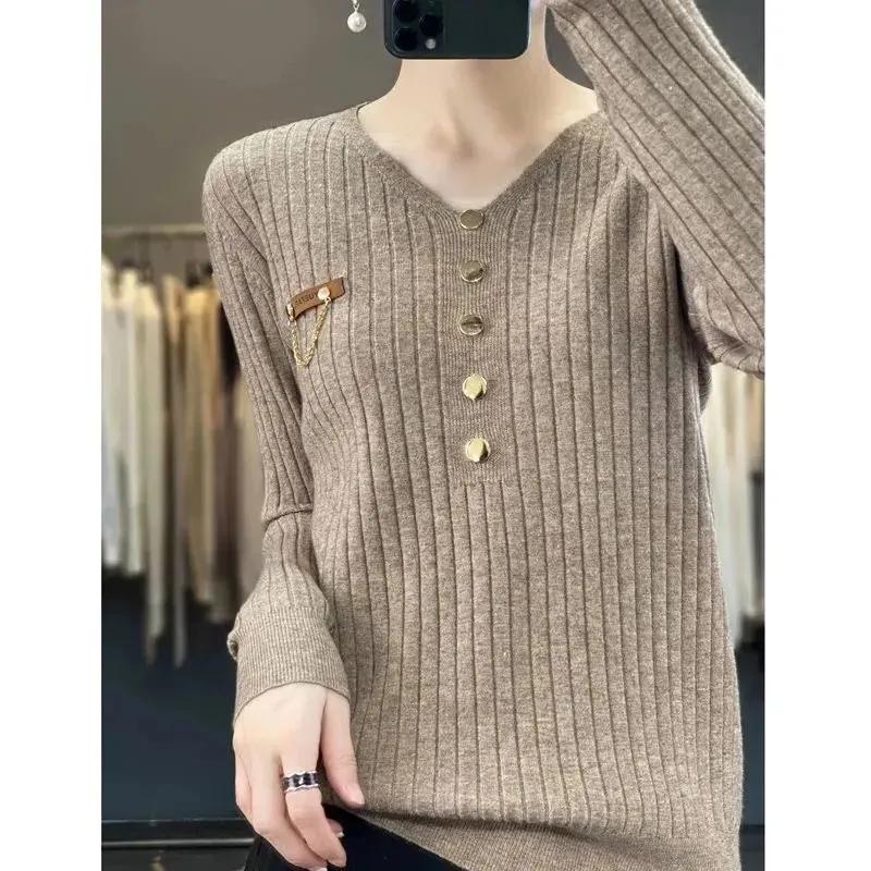Korean Autumn And Style Winter Vneck Sweater Womens Fashion Loose Sweater Allmatch Bottoming Shirt