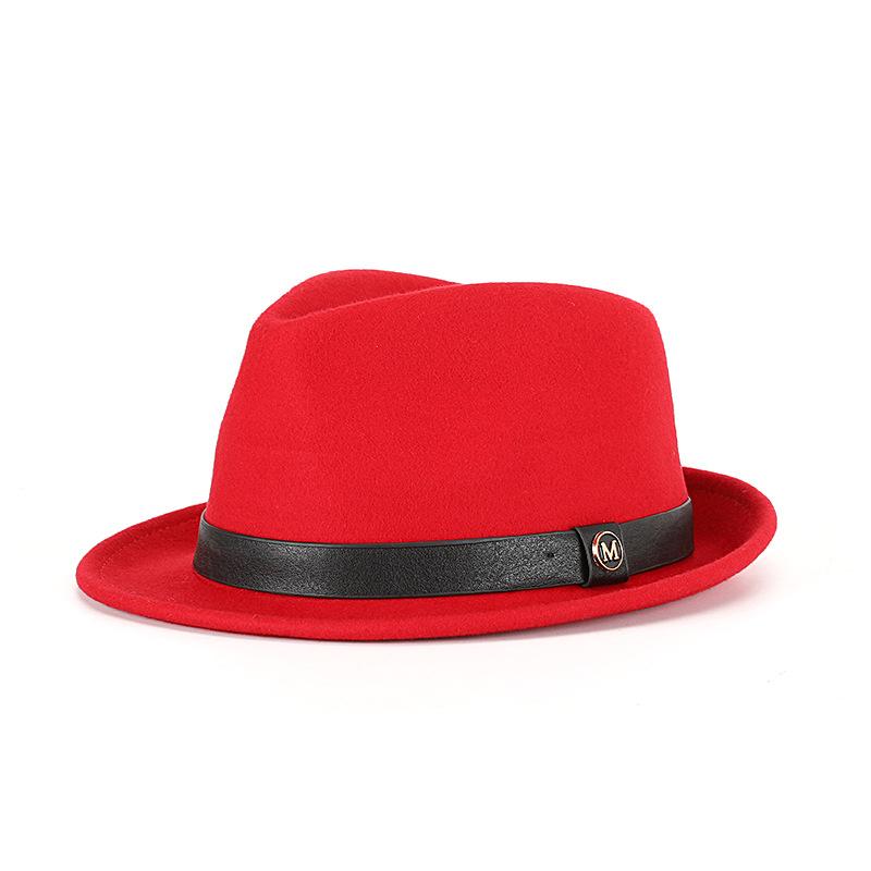 Hat autumn and winter pure wool top hat woolen retro French British jazz hat rolled edge felt hat