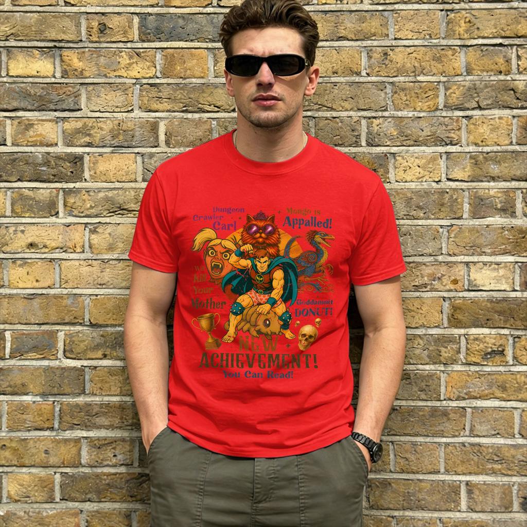 Dungeon Crawler Carl T Shirts for Unisex 100 Cotton Vintage TShirt O Neck Retro Bookish Tee Shirt Short Sleeve Tops Plus Size
