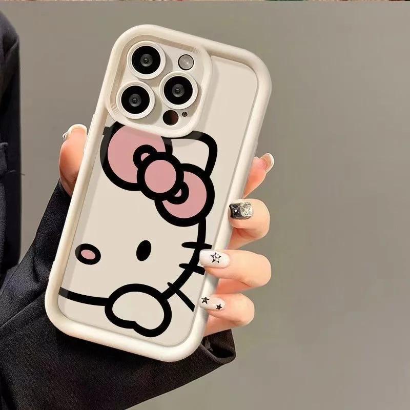 Чехол для телефона Sanrio Hello Kitty для iPhone 16 15 14 13 12 11 Pro Max Mini XR XS X 7 8 Plus Мягкая задняя крышка из ТПУ