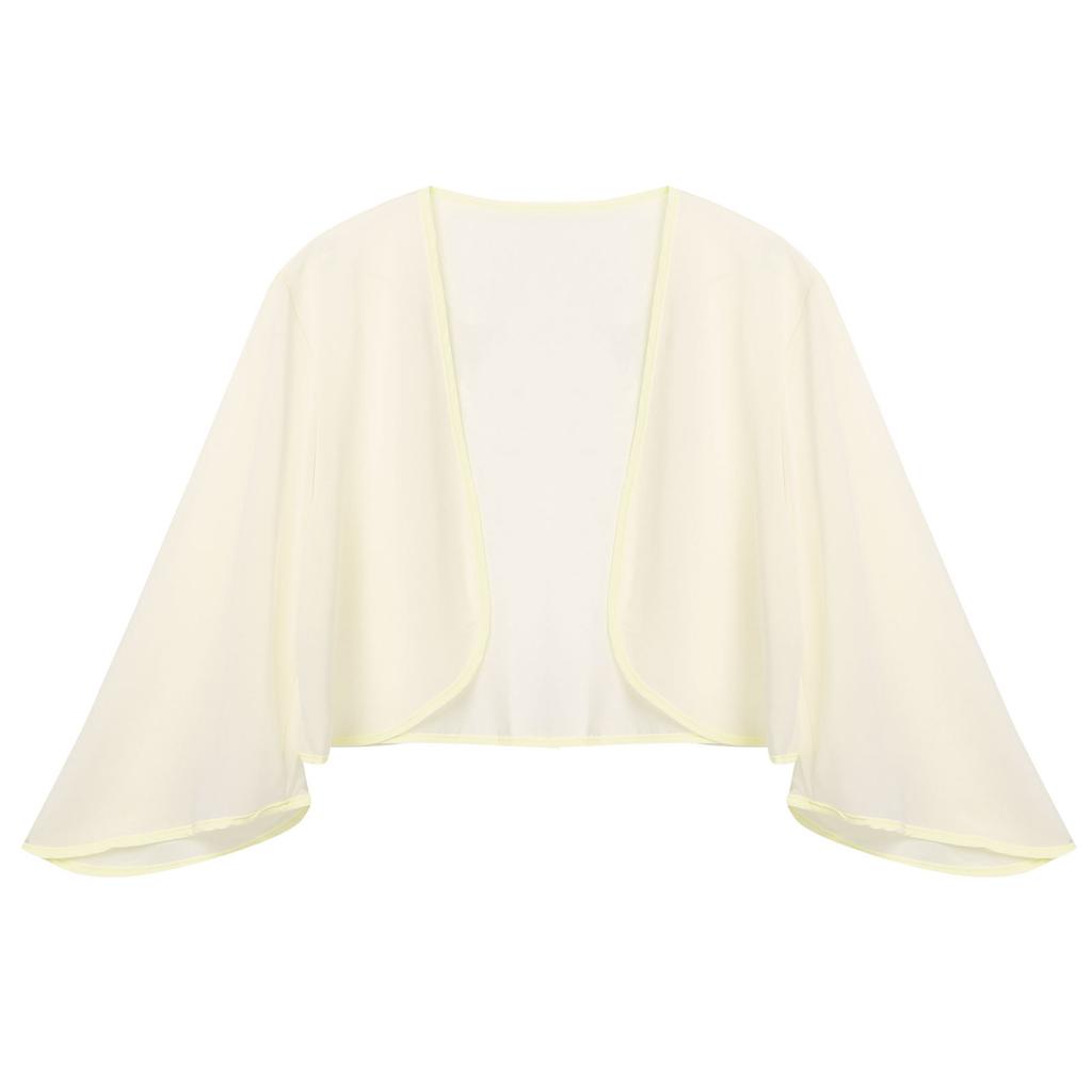 Women's Elegant Bolero 3/4 Sleeve Chiffon Cardigan Wedding Party Bridal Dress Cover Ups