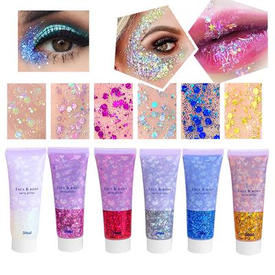 Набор для макияжа Festival Glitter - краска для лица, крупные блестки, блестки для глаз, губ, волос и ногтей - аксессуары для рейва, марди гра и вечеринок 50 мл
