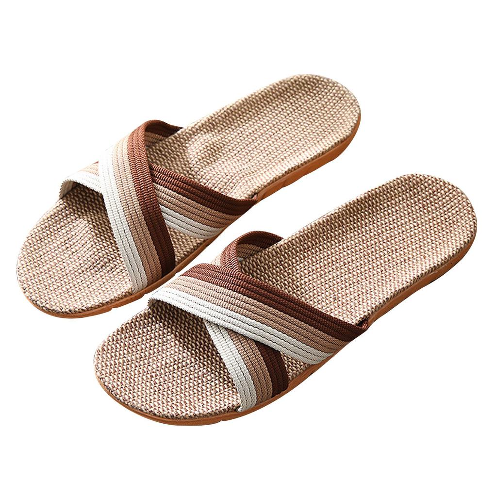 Мужские летние тапочки, домашние тапочки для пары, льняные повседневные тапочки, мужские тапочки