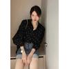 Korean Fashion Women Polka Dot Printed Shirt New Casual Long Sleeve Simple Shirt Spring Autumn Lapel Loose Office Ladies Elegant Tops Clothing 2954