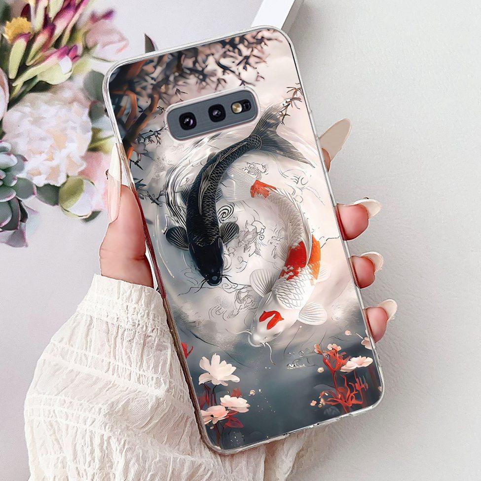 Clear For Samsung S10e Case Cover Luxury Butterfly Love Fashion Flowers Cool Funny Painted Soft Phone Case SM-G970F SM-G9700