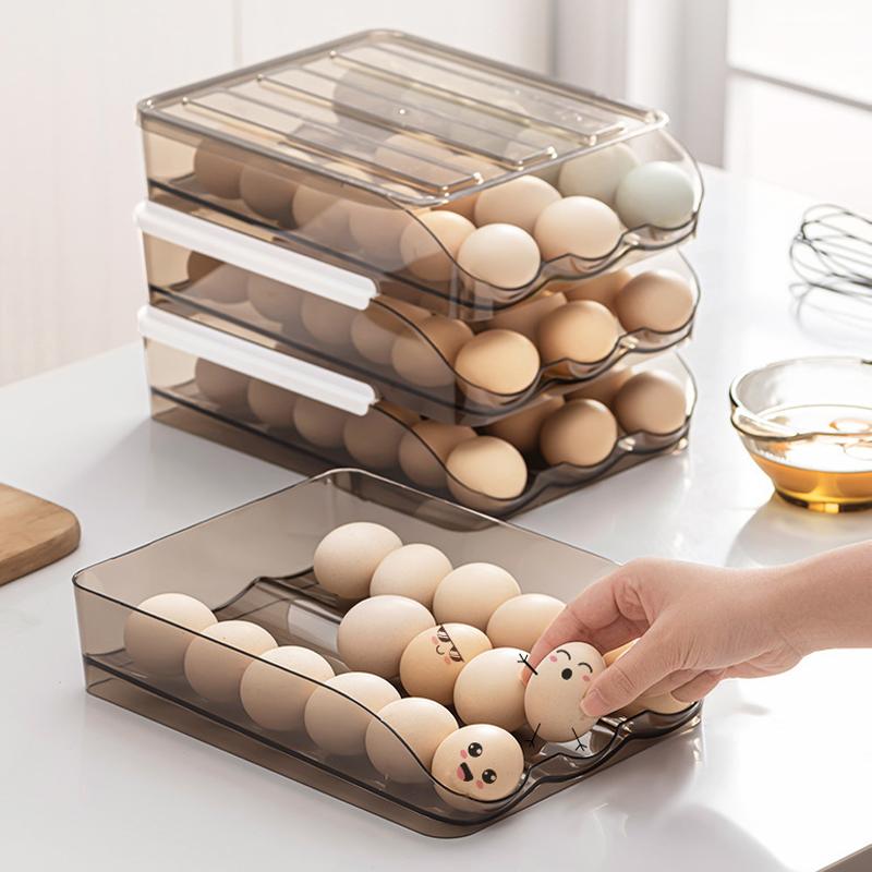 Автоматический ящик для яиц для прокатки яиц, многослойный холодильник, ящик для хранения яиц на кухне, удобная стойка для хранения яиц