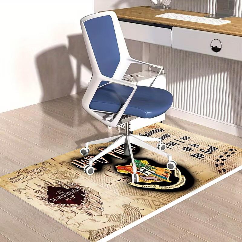 1pc Office Carpet Chair Mats Harry Potter Marauder's Map Hogwarts Crest Perfect for Office Chairs, Living Rooms, Or Bedrooms,Polyester Carpet.HDT198