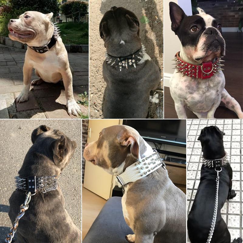 Кожаный ошейник с шипами для больших собак