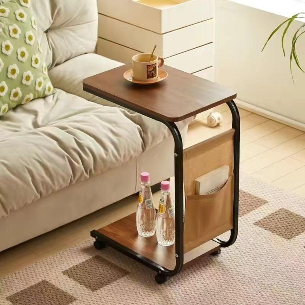 Movable Sofa Side Table 2-Tier Storage Shelf Bedside Table High Quality Coffee Table