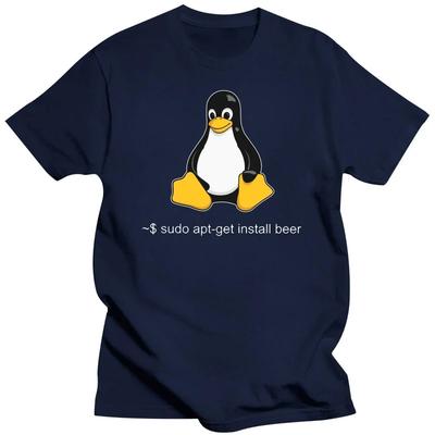 Забавная футболка Linux Sudo Get Me A Beer Мужская с коротким рукавом Пингвин Программист Компьютерный Разработчик Гик Нерд Хлопковая Футболка Топы Y2K