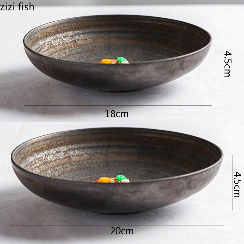 Vintage Frosted Ceramic Dining Plate Restaurant Dessert Plate Salad Plate Pasta Plates Soup Plates Molecular Cooking Tableware