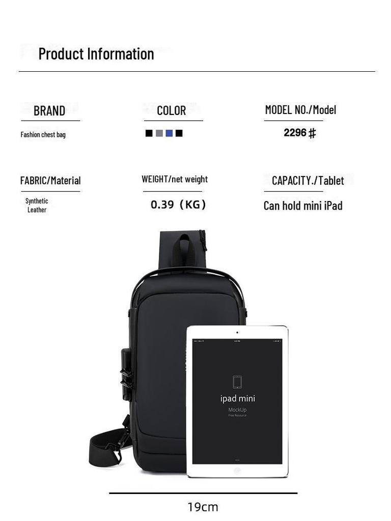 Men’s Anti-Theft Cross-Border Business Messenger Backpack - Large Capacity Shoulder & Chest Bag for Motorcycling.