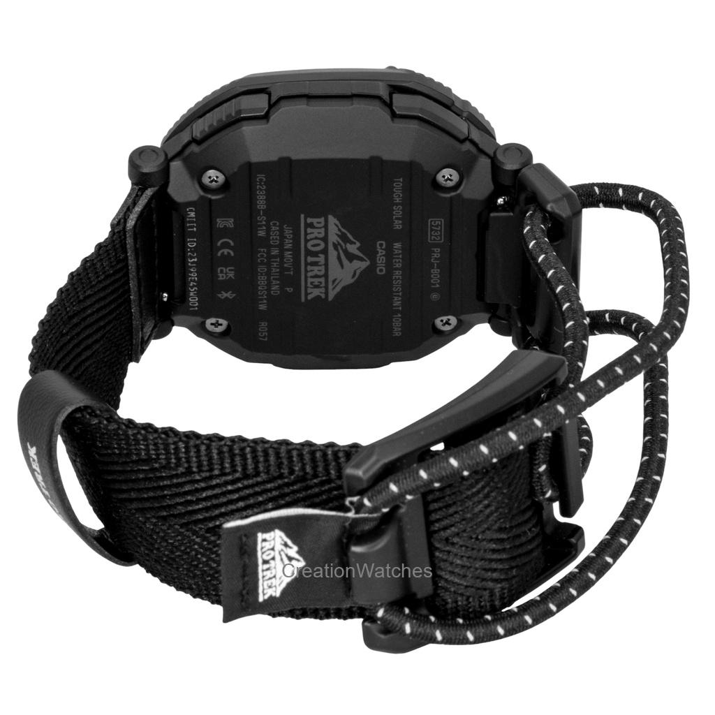 Casio Pro Trek Аналогово-цифровые часы с функцией подключения к смартфону, тканевый ремешок, черный циферблат, солнечная батарея PRJ-B001B-1 100 м Мужские часы
