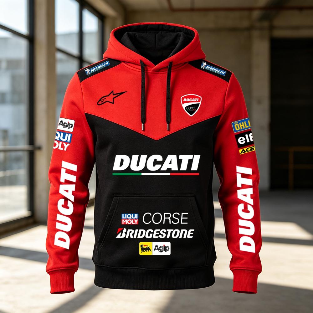 Мужская толстовка с принтом Ducati Corse MotoGP Racing, пуловер, повседневная спортивная толстовка с капюшоном для мотоциклистов