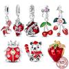 Новинка Медные Шармы Бусины Клубника Вишня Медведь Подвеска Ювелирные Изделия Подходят для Оригинального Браслета для Женщин DIY Подарок