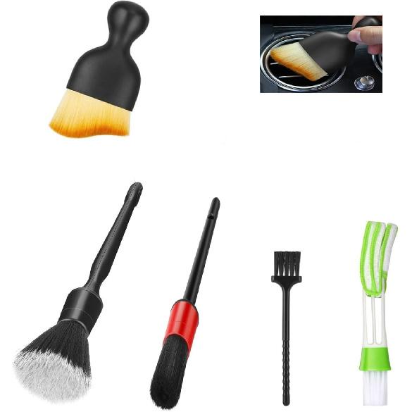 Car Interior Duster Detail Brushes, Soft Bristles Brush Car Accessories For Cleaning Dashboard Air Vent Crevice, Detailing Dusting Tool Kit For Auto