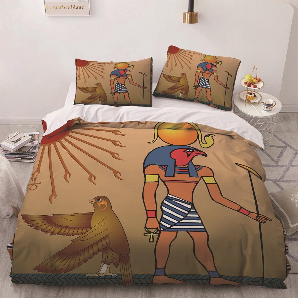 Африка Египет Король Королева Пододеяльник Египетский Фараон Постельное Белье Набор Для Подростков Взрослых Древние Фрески 2/3шт Полиэстер Пододеяльник