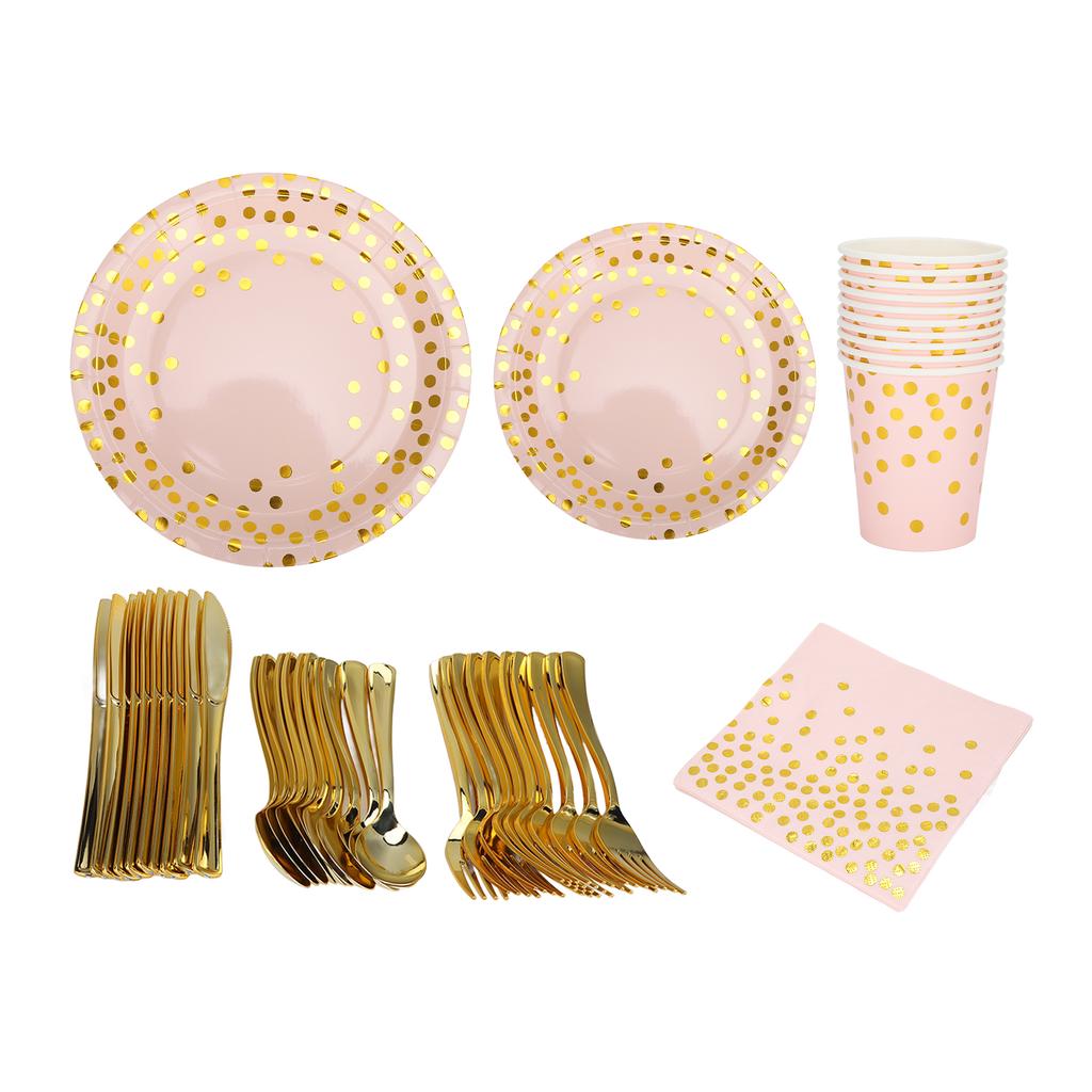 70 шт. Праздничные бумажные тарелки из материалов пищевого класса, простые в использовании, экономят время, элегантный золотой одноразовый набор столовой посуды для
