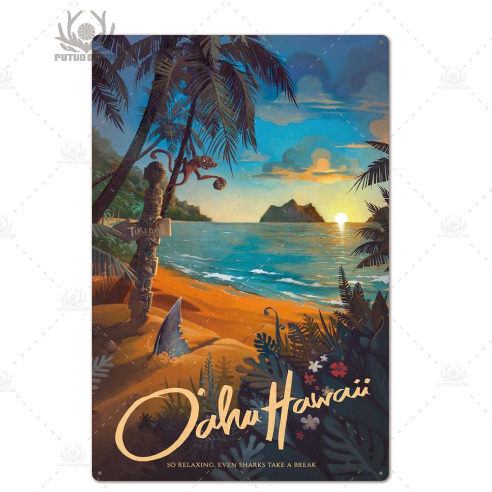Decor Travel Tin Sign Plaque Metal Plate Vintage Wall Art Poster for Home Living Room Beach House Iron Painting