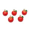 Набор мини-подвесок на Рождество, расписанный вручную снеговик и яблоко, металлические шармы для DIY