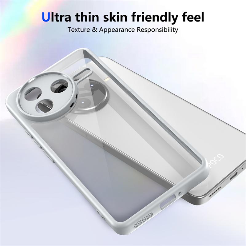 Чехол для Xiaomi Poco F7 Pro Прозрачный Противоударный Жесткий ПК Задняя Крышка для Poco F7 Ultra PocoF7 Pro F7Pro Мягкая Рамка Защитный Чехол