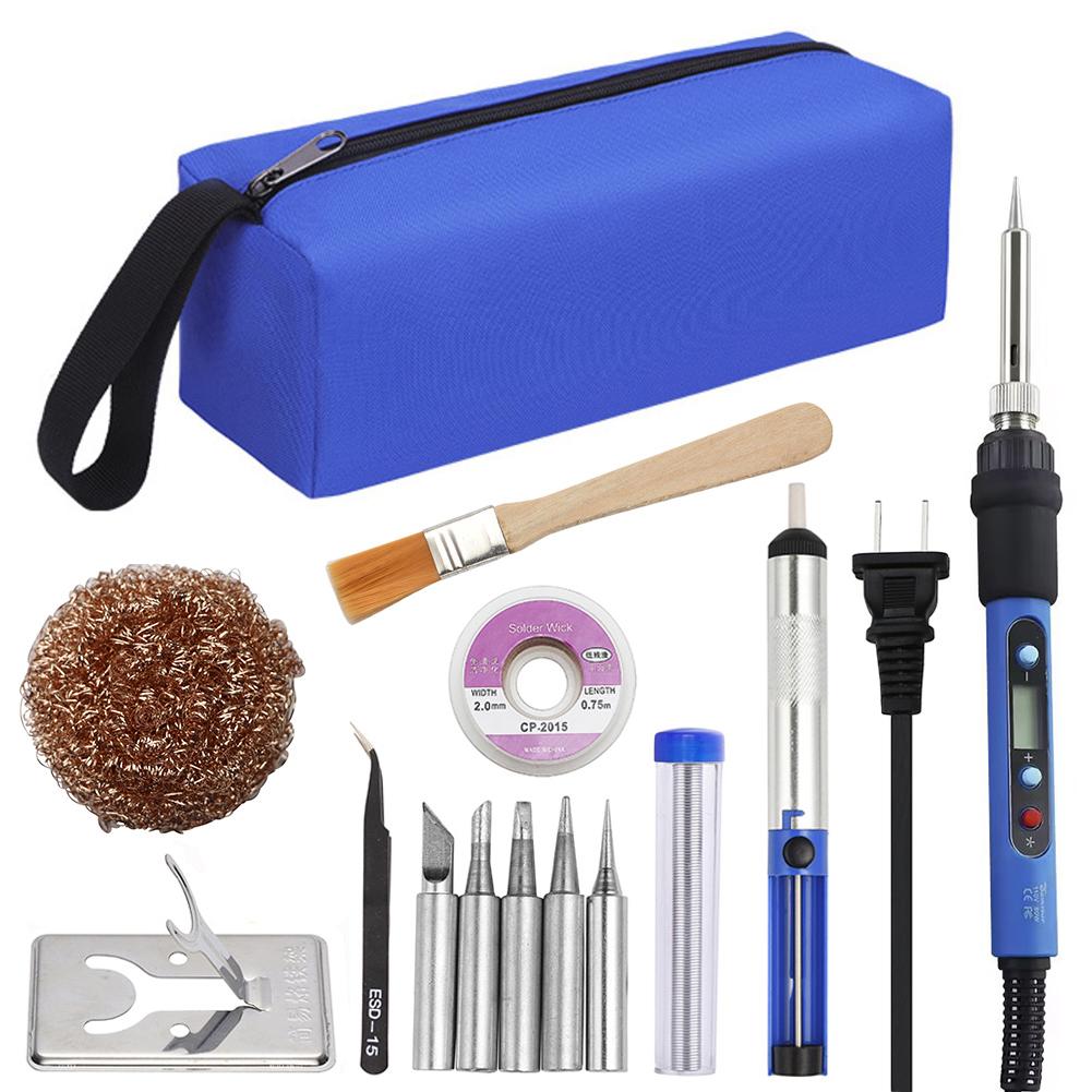 Синий электрический паяльник 80 Вт с цифровым дисплеем и переключателем 110 В 220 В, регулируемая температура, инструменты для пайки, сварки, демонтажа