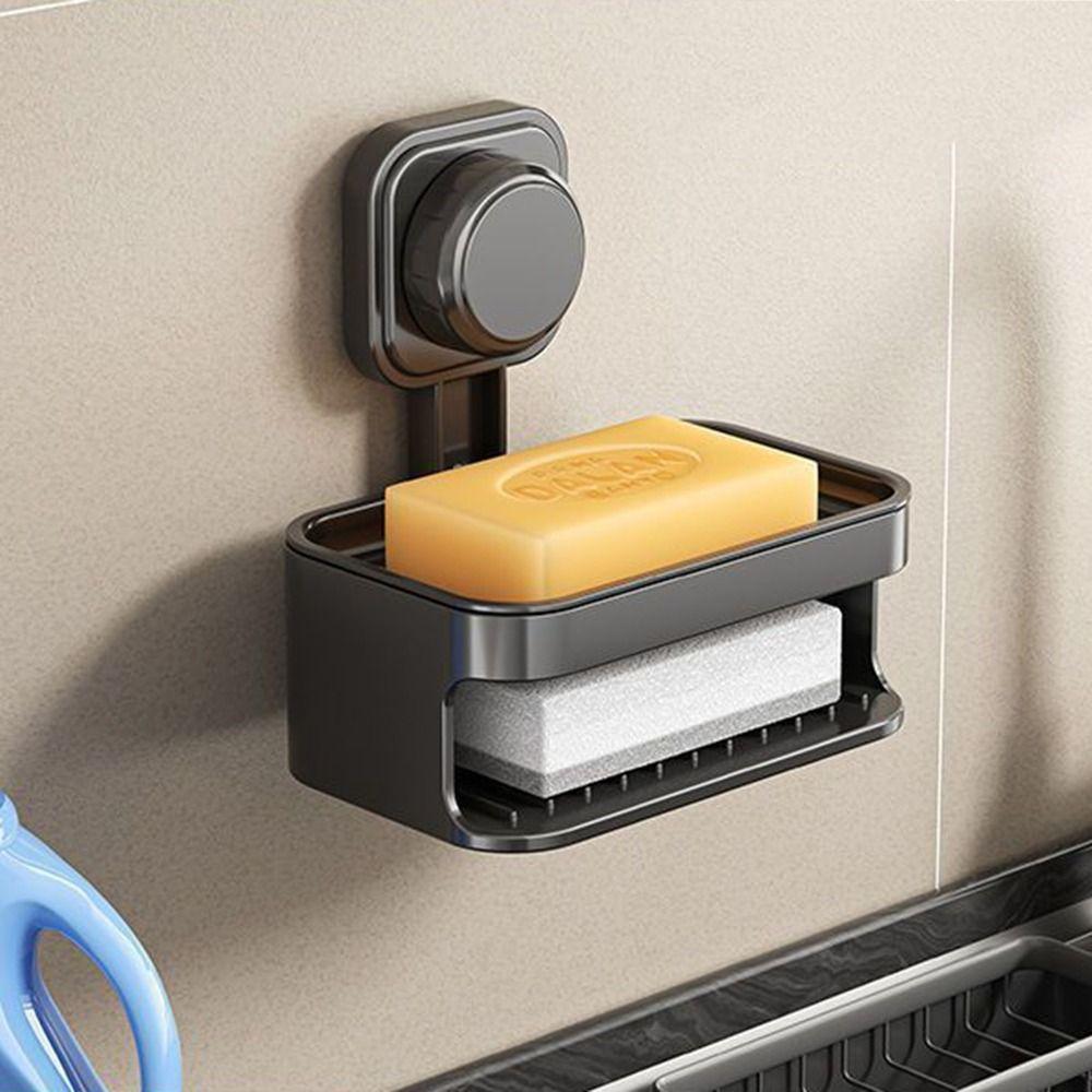 Двухслойная мыльница на присосках, мыльница без перфорации, подставка для слива мыла, держатель для мыла и губки, кухня