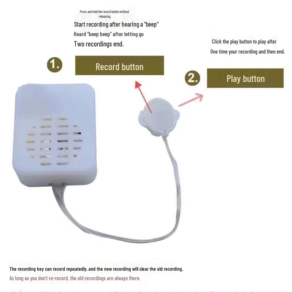 Плюшевая игрушка-музыкальная шкатулка с возможностью записи, звукозаписывающим устройством и держателем для подвесок