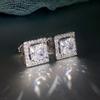 Huitan Luxury Princess Cut CZ Stud Earrings Color Accessories for Lady's Vintage Party Elegant Versatile Women Earrings