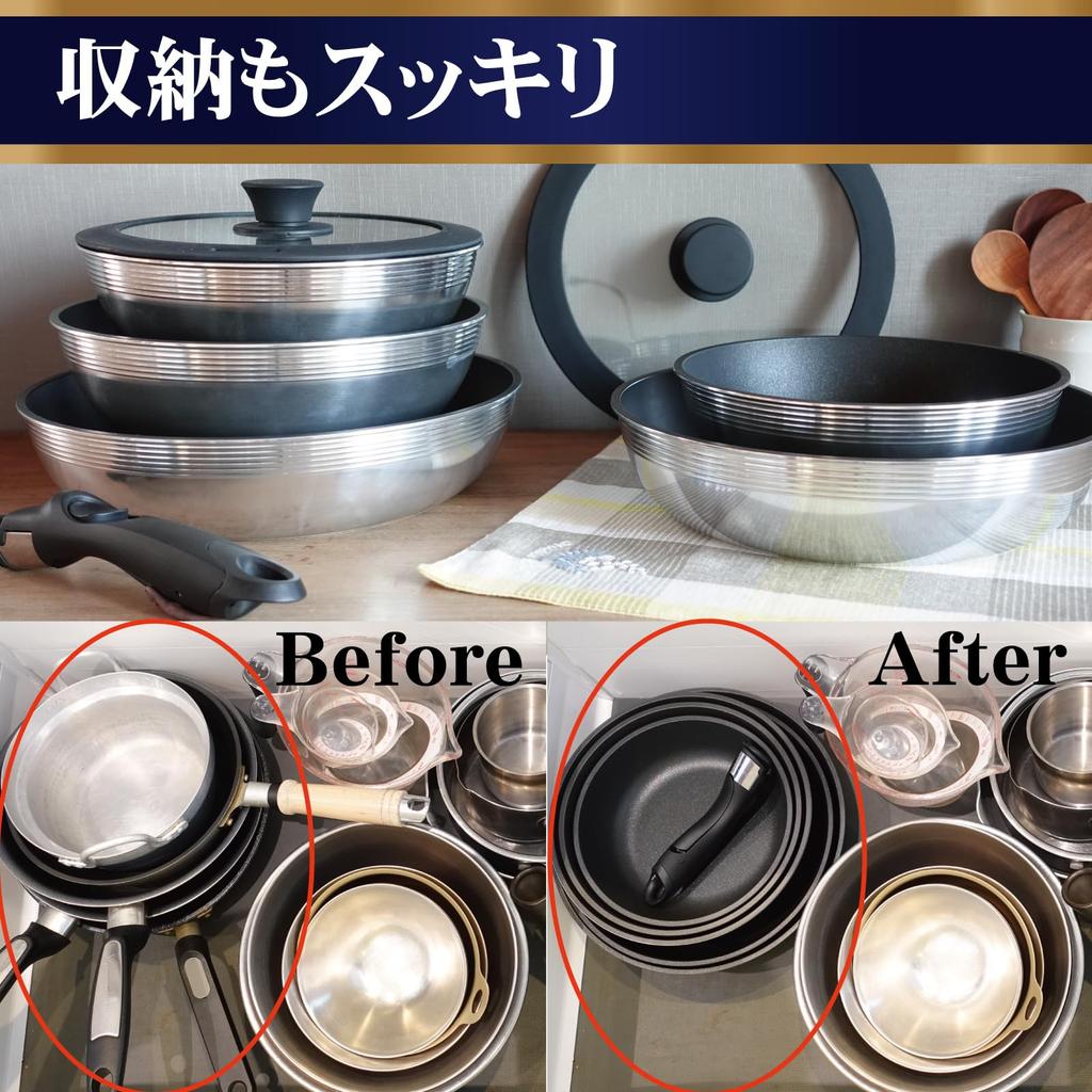 Hokuriku Aluminum Cast Varius 22cm Silicone Glass Lid for Removable Handle Frying Made of Silicone and Tempered Glass for a and Durable A-3135, Pans,