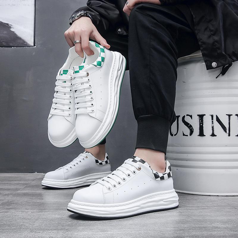 Осенние туфли для доски, мужские маленькие белые туфли, свободные туфли на высокой подошве, модная марка Wenzhou, мужская обувь