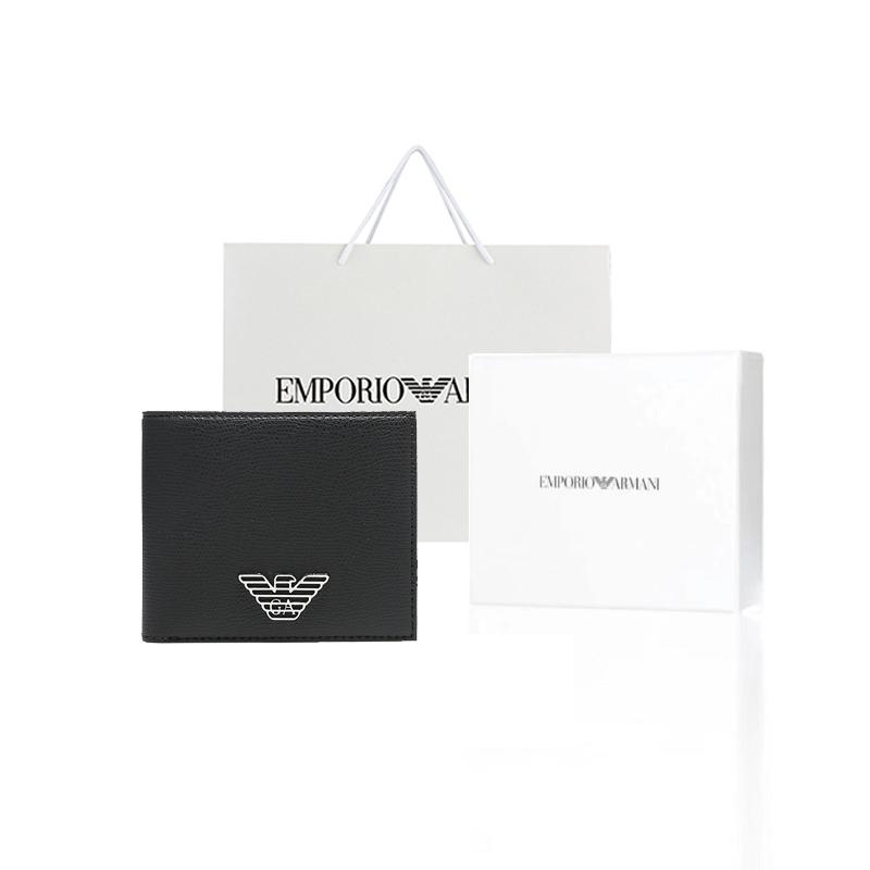 Emporio Armani Короткий держатель для карт-кошелька, складной, ПВХ, с логотипом орла, мужской кошелек, черный Y4R168-YLA0E-81072