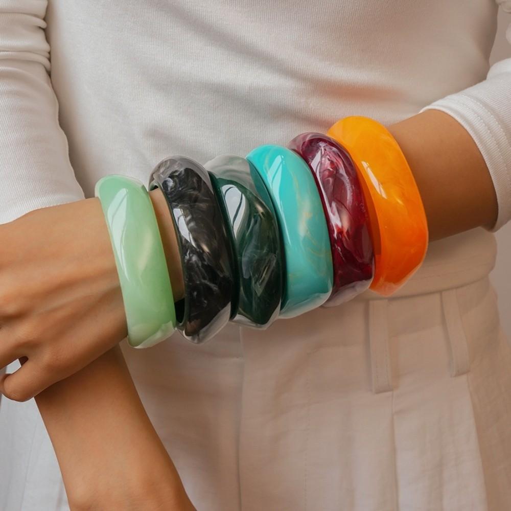 Resin Irregular Wide Bracelet Bohemian Retro Hand Ring Unique Acrylic Bangle Girls