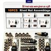 60Pcs Interchangeable Mandrels Rivet Nut Assembly Metal Rivet Nut Mandrel Kit  for Automotive Repair