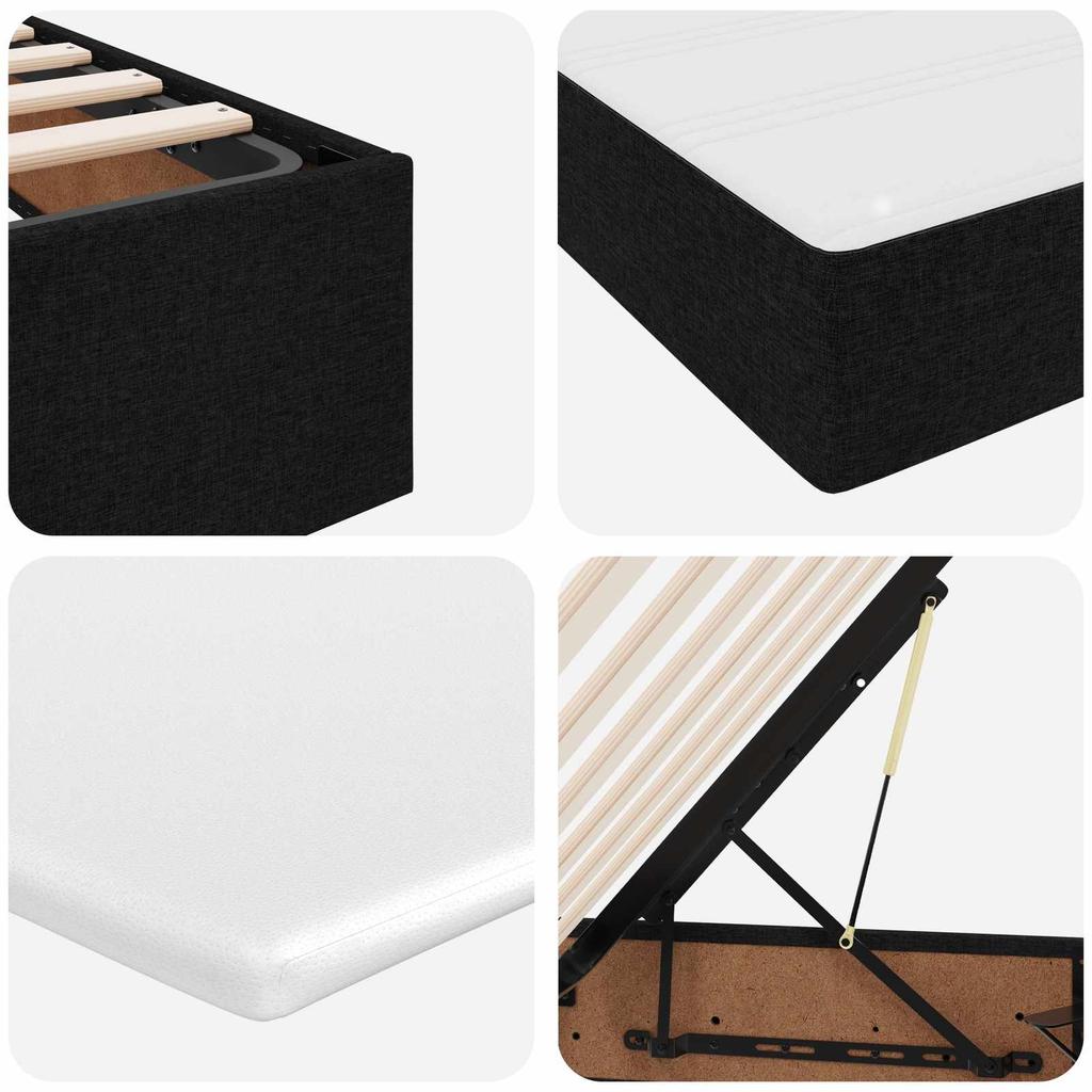 Storage Bed with Mattress Black 100 x 200 cm Polyester