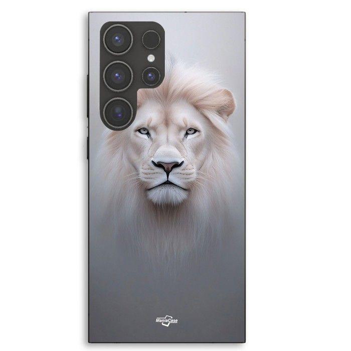 Coque téléphone - MANIACASE - Samsung Galaxy S23 Ultra - Silicone TPU - Lion Blanc - Noir