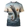 2023 Fishing Harajuku Summer 3D Printing Round Neck Shirt Street T-Shirt Hipster Beautiful Pike Fishing Art Short Sleeve T Shirt
