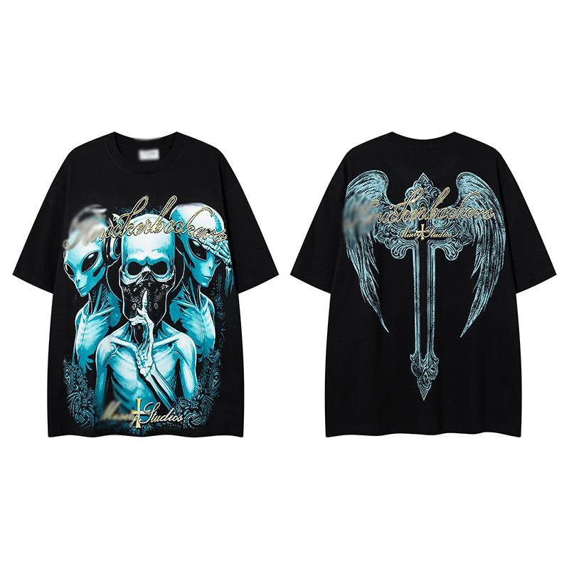 Unisex Streetwear Oversized Cotton Tee Hip Hop Print T-Shirt Loose Fit Casual
