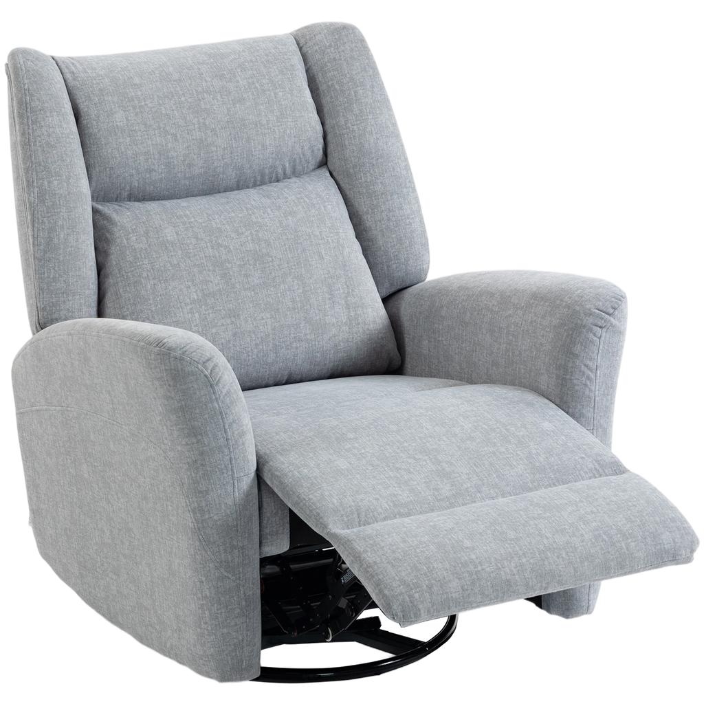 Recliner, Swivel TV Chair with Reclining Function, Wide Deep Seat, Scratch-Resistant Fabric for Living Room, Light Gray