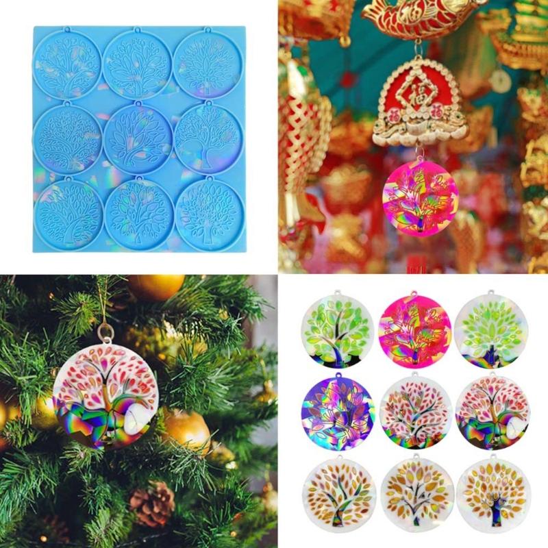 Life Tree Pattern Silicone Mold Holographic Resin Mold DIY Keychain Jewelry Ornament Pendant Tool Crafts Making Supplies