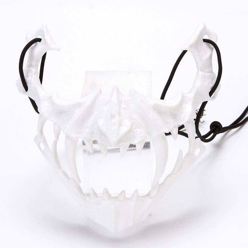 Маска Черепа для Вечеринки Длинные Зубы Демон Скелет Маска на Половину Лица Волк Дракон Тигр Ходзюу Нуэ Маска Косплей Реквизит для Хэллоуина