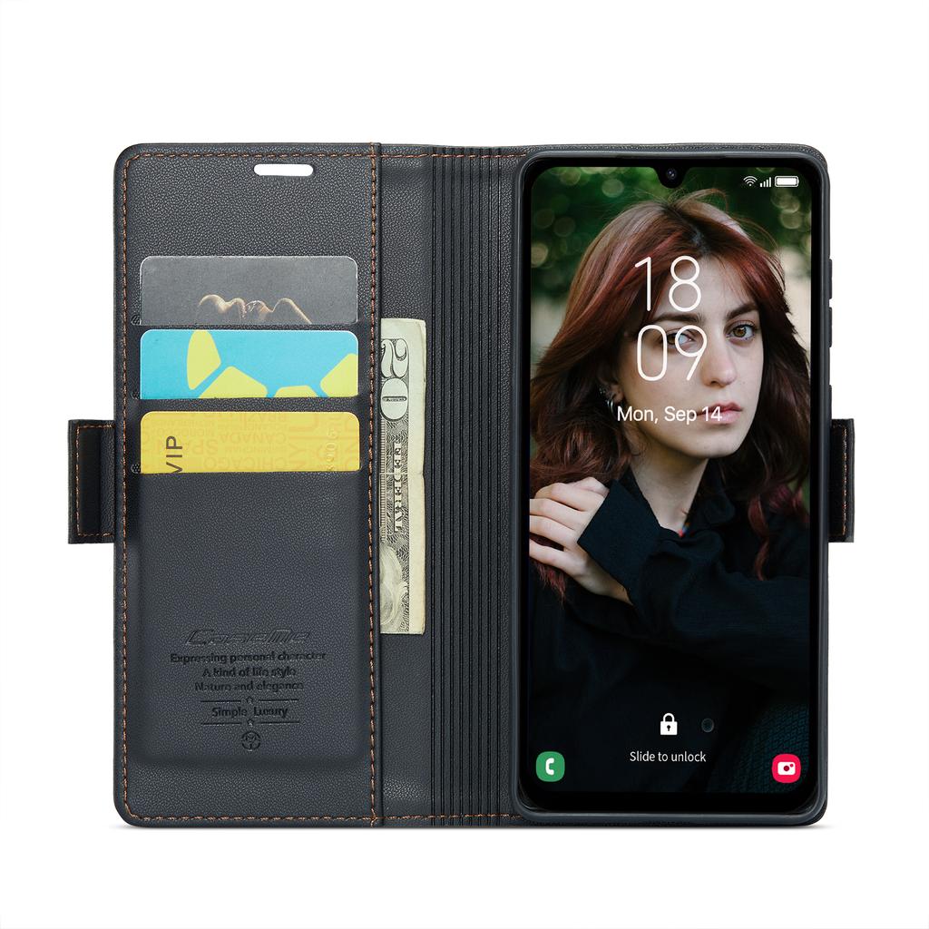 For Samsung Galaxy A15 4G/A15 5G Leather Case CASEME 023 RFID Blocking 3 Card Slot Mobile Cover