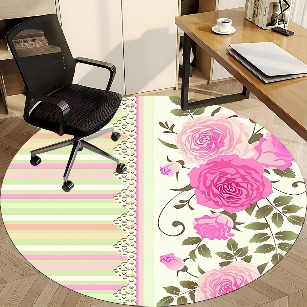 1pc Floral Pastel Chair Carpet for Office, Perfect for Office, Holiday Party Decoration Choice yy260314085