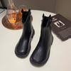 Footwear Round Toe Women's Ankle Boots Elegant with Low Heels Short Shoes for Woman Combat Booties Punk Style Black Pu Autumn 39