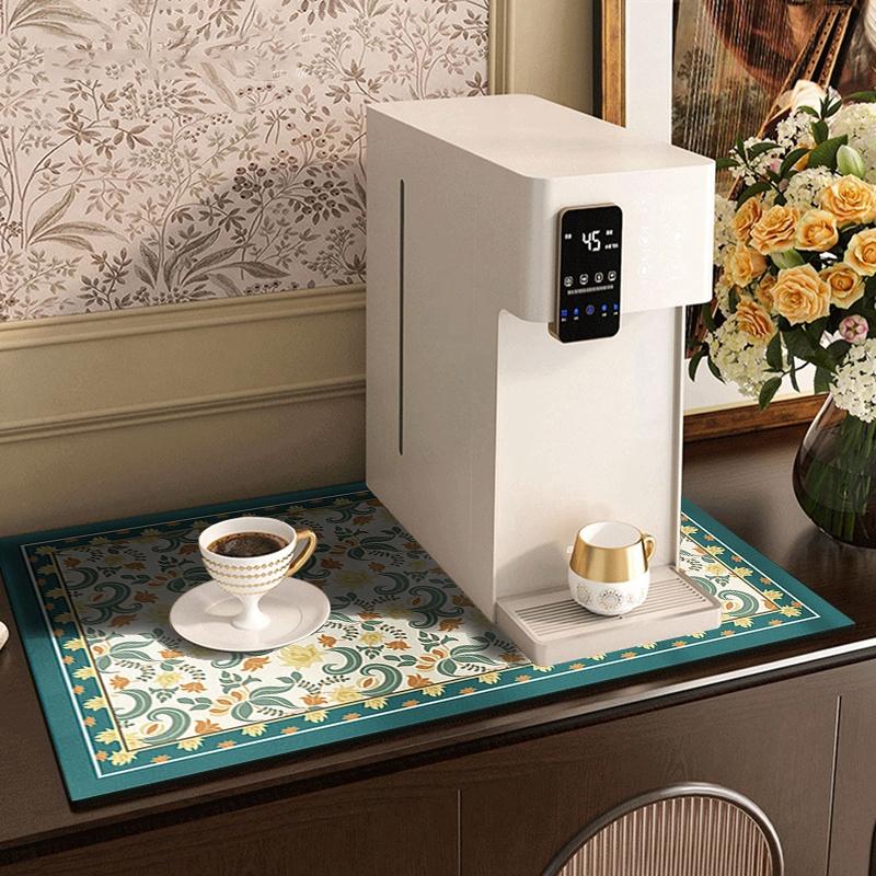 Kitchen Dish Mat Absorbent Dining Table Mats Retro Non-Slip Drain Pad Draining Placemat Coffee Dish Tableware Mat For Home Decor