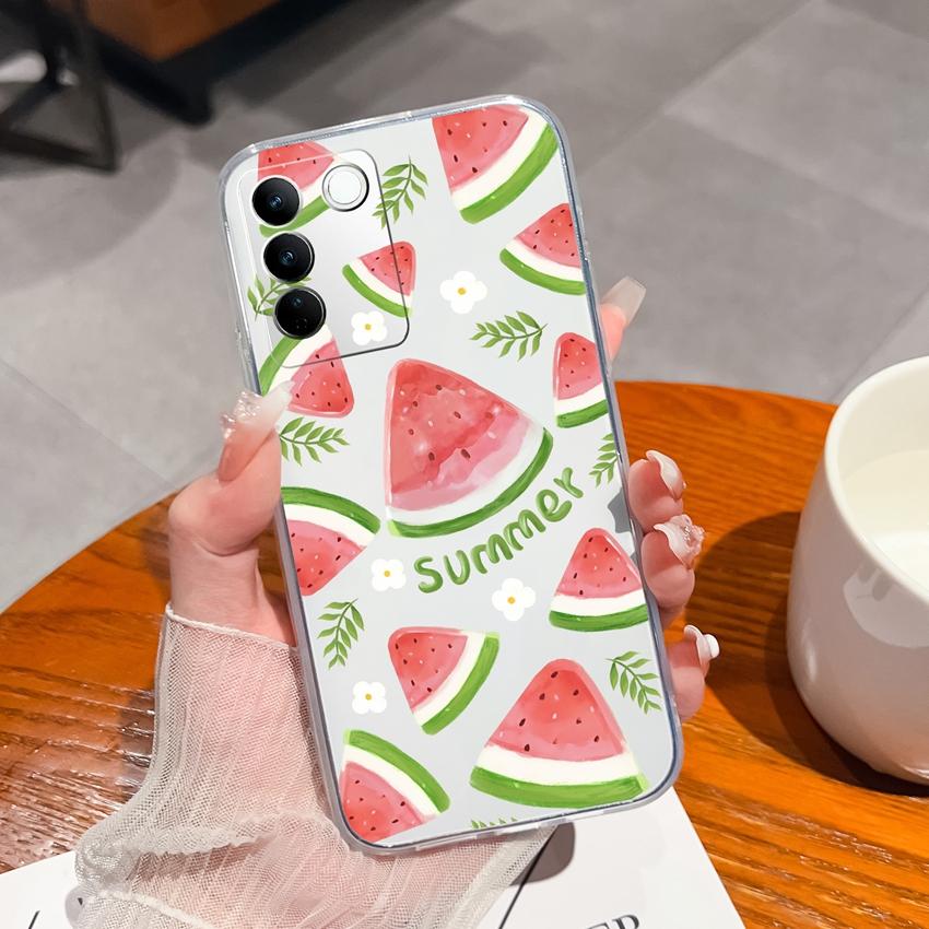 Чехлы для телефонов Vivo S16 Pro Вкусные Фруктовые Узоры Прозрачный Силикон Улучшенный Полностью Закрывающийся Пылезащитный Корпус Для Vivo S16e Чехлы
